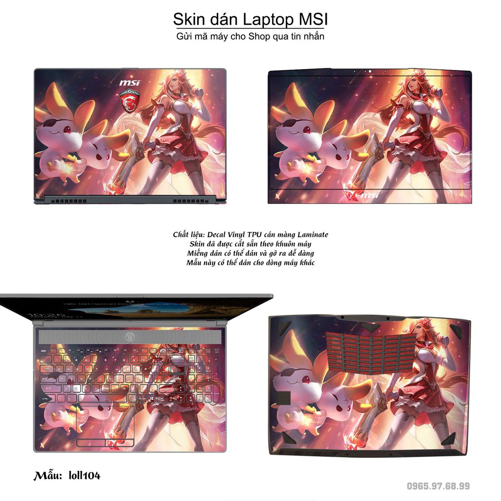 Skin dán Laptop MSI in hình Liên Minh Huyền Thoại nhiều mẫu 15 (inbox mã máy cho Shop)