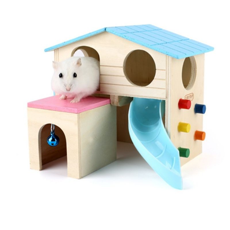 [Carno] 🐹Nhà gỗ hamster cầu tuột có chuông xinh🐹