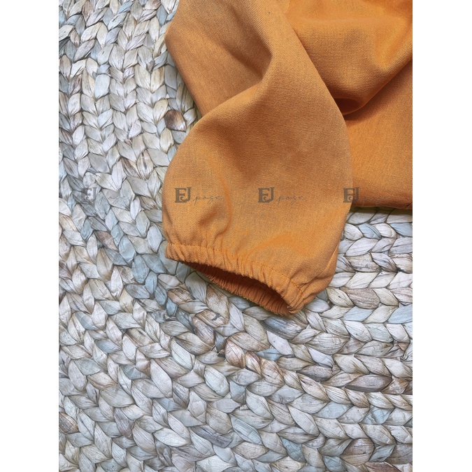 Đầm Linen cổ tim EJ POSE thiết kế kiểu tay phồng váy suông form A dễ mặc