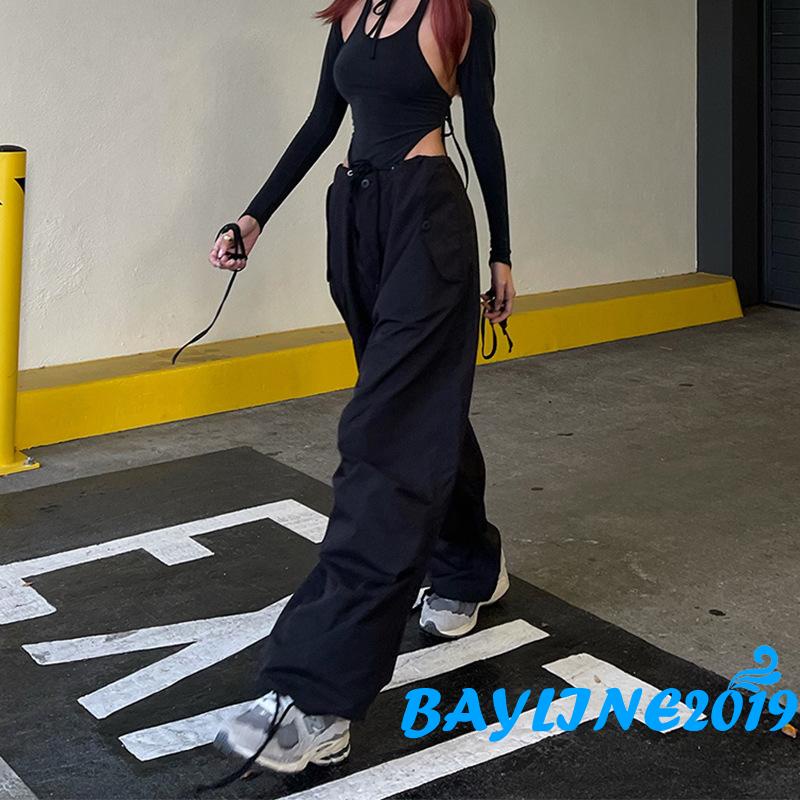 Quần Dài Dáng Rộng Lưng Thun Dây Rút Màu Sắc Đơn Giản Thời Trang Mùa Hè Cho Nữ