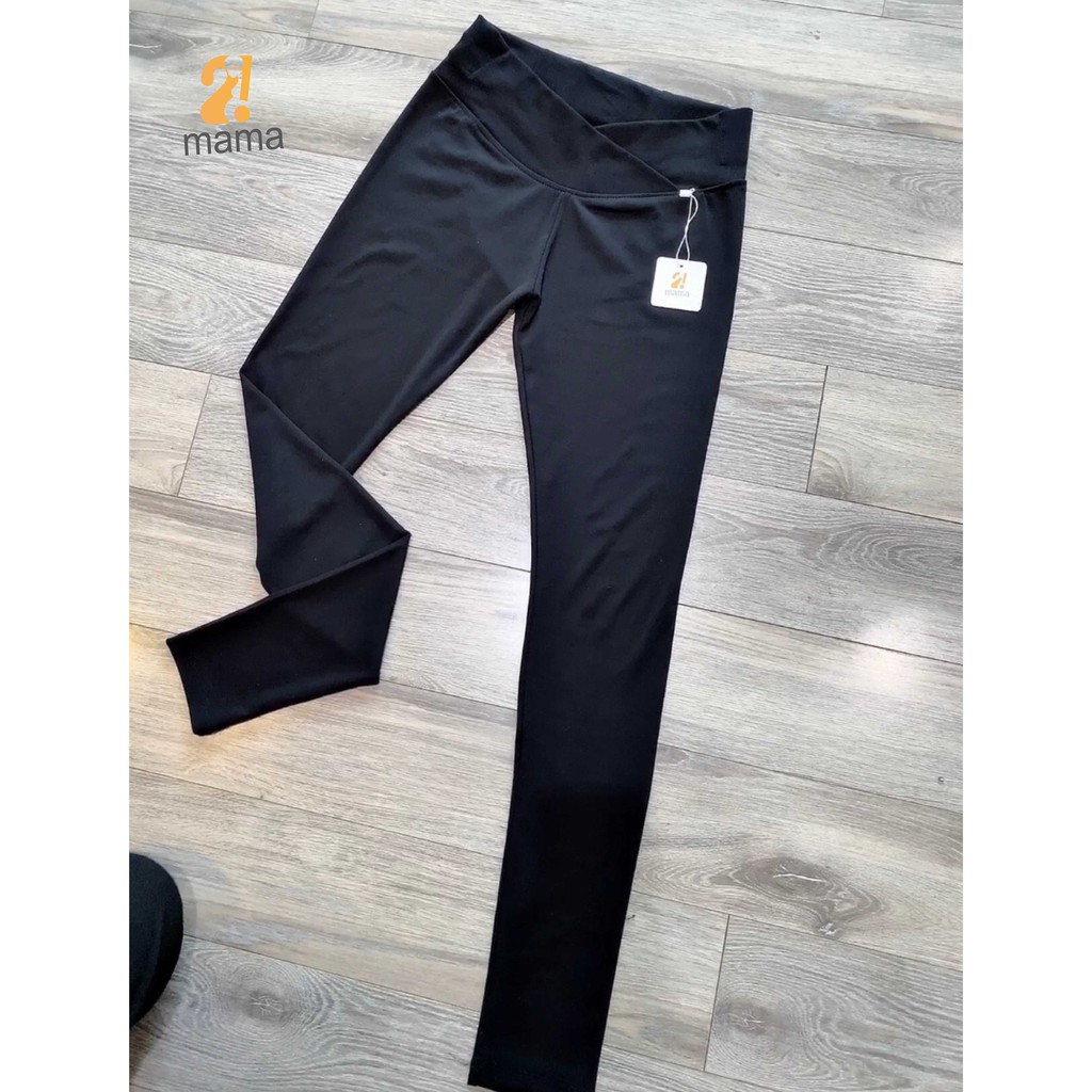 [Mã BMBAU50 giảm 7% đơn 99K] Quần bầu legging 2MAMA cạp chéo mùa hè màu đen con mèo - V37