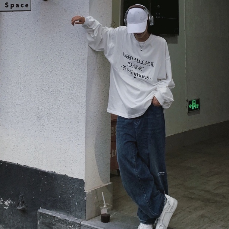 【ZHELIHANGFEI】Áo Thun Cotton Tay Dài Thiết Kế Đơn Giản Trẻ Trung Hợp Thời Trang