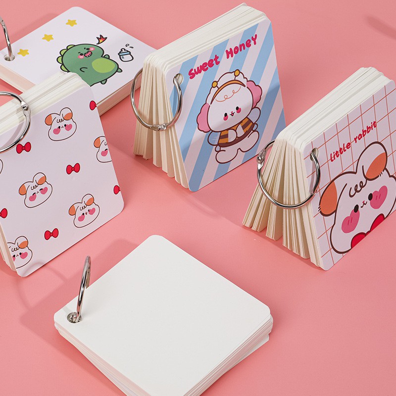 Flashcard học tiếng anh vuông nhiều hình con vật cute đáng yêu (80 tờ)