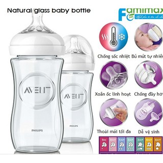 BÌNH SỮA AVENT THỦY TINH 120ML VÀ 240ML