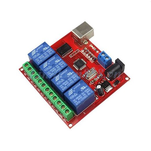 Module Điều Khiển Relay 4 Kênh Kết Nối Máy Tính Qua Cổng USB Kiểu B