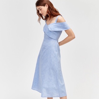 Đầm linen vai bẹt
