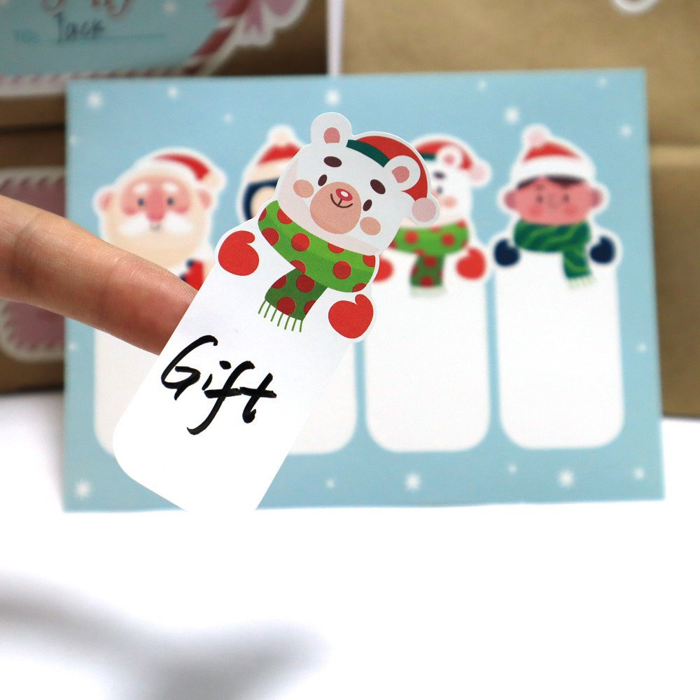 Set 2 Tờ (6 miếng) Nhãn Dán/  Dãy Sticker Dài Dán Hộp Quà &amp; Quà Tặng Kiểu Hallowen &amp; Noel Xinh Xắn
