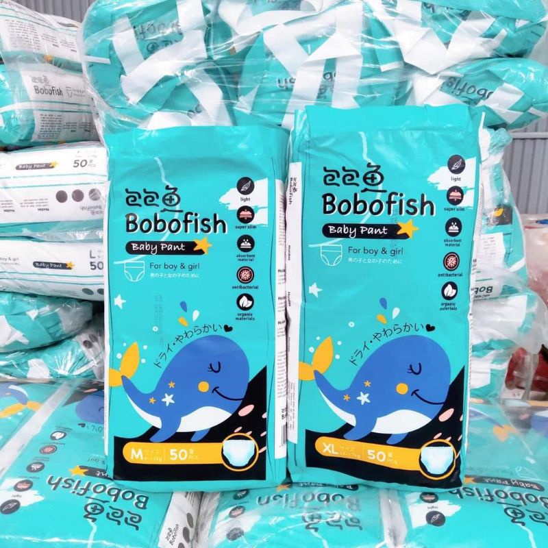COMBO 50 Bỉm bobofish Hữu cơ SIZE M L XL XXL