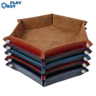 Solid Color Hexagonal Dice Tray Folding PU Storage Box for Table Games