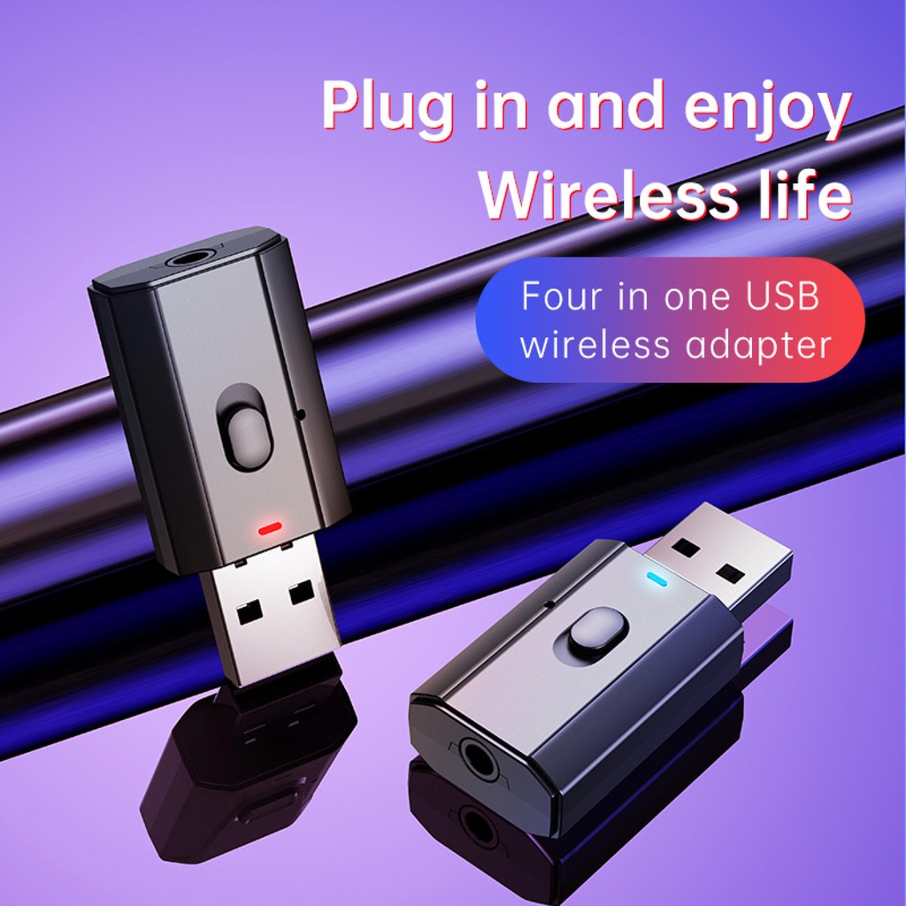 I Bluetooth 5.0 Bộ Thu Phát Bluetooth Không Dây USB Âm Thanh Nghe Nhạc Cho PC TV Xe Hơi Bộ Chuyển Đổi AUX 3.5Mm Rảnh Tay