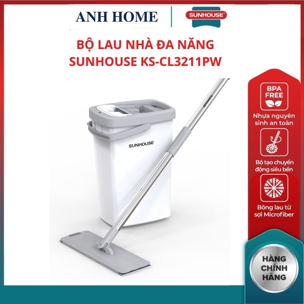 ( HCM - SHIP 2H ) Bộ lau nhà đa năng, cây lau nhà KS-CL3211PW SPACE SAVING SUNHOUSE phù hợp cho đa dạng bề mặt
