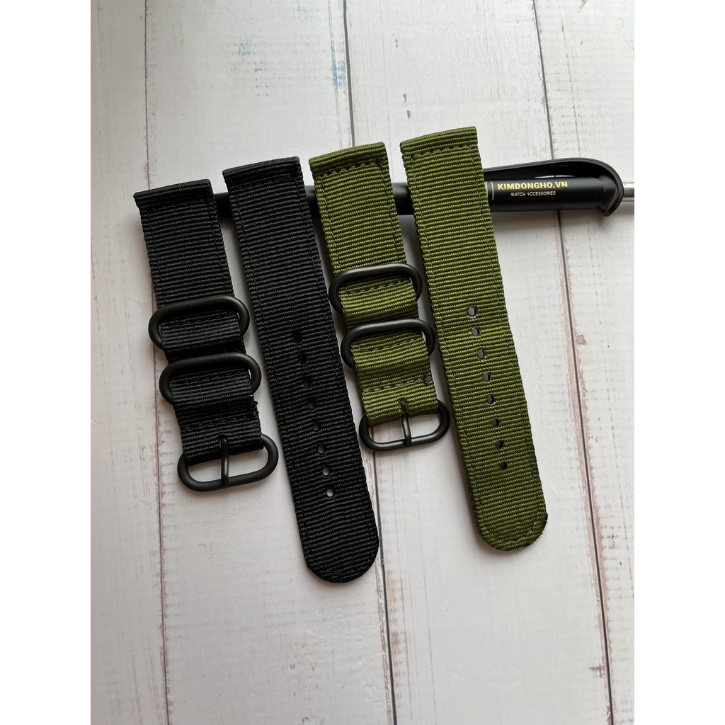 Dây đồng hồ vải dù nato zulu kèm chốt thông minh size 20mm 22mm