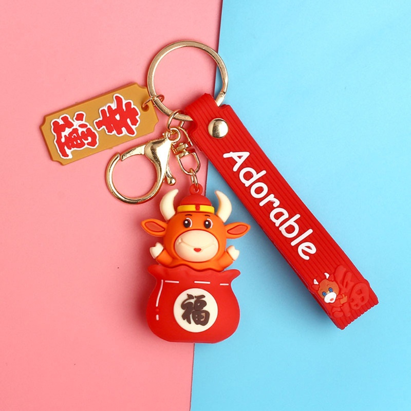 Móc Khóa Hình Bò Sữa Hoạt Hình Đáng Yêu Pu