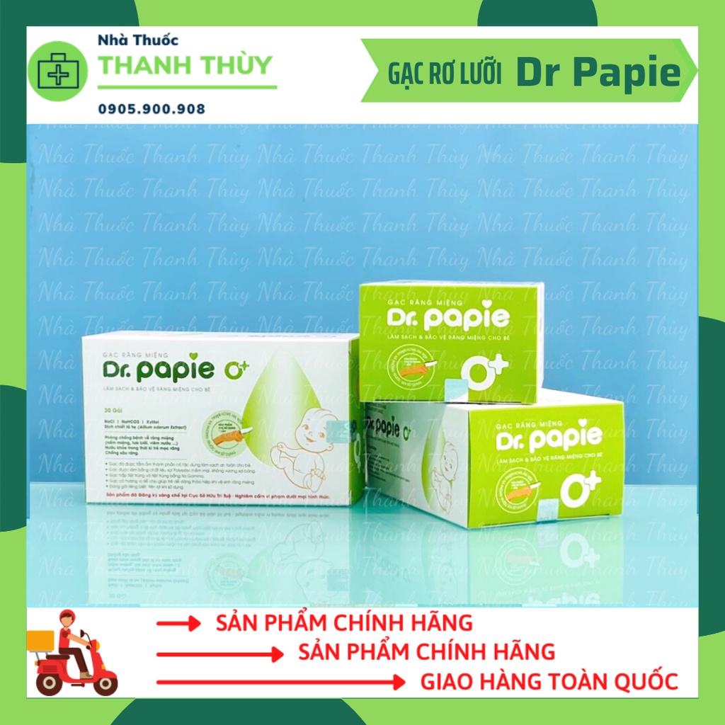 Gạc Rơ Lưỡi Dr Papie [Hộp 30 Gói] Vệ Sinh Răng Miệng, Rơ Lưỡi Cho Bé Giúp Phòng Chống Những Bệnh Về Răng Miệng