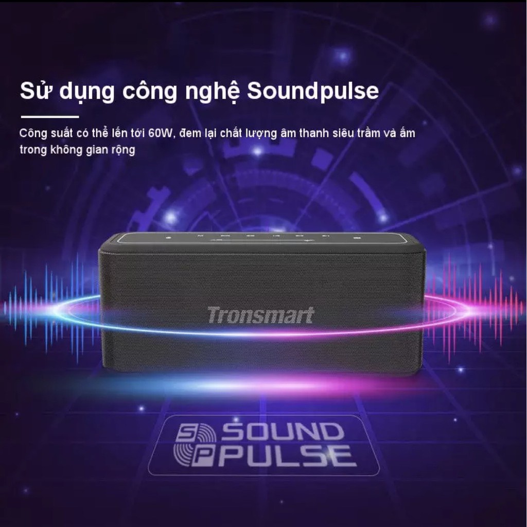 Tronsmart Element Mega Pro Công suất 60W Loa Bluetooth 5.0 Loa di động Hỗ trợ TWS và NFC ghép đôi 2 loa