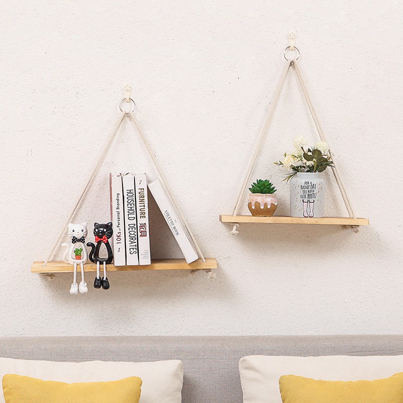 Kệ Gỗ TAM GIÁC Treo Tường 2 TẦNG Dovaty Decor ĐA DẠNG KÍCH THƯỚC Tặng Kèm Dây