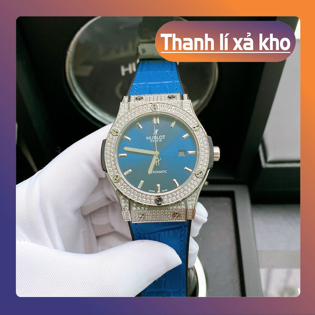 Đồng Hồ Nam HUBBLOT Cao Cấp Đính Đá Chạy Cơ Tự Động Chống Trầy Xước,Chống Nước Size 42mm