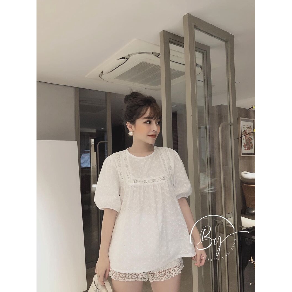 Áo thô mềm pha ren quảng châu