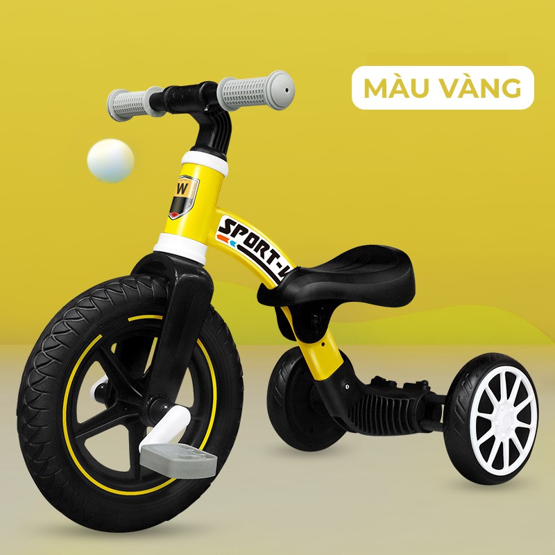 Xe đạp 3 bánh kết hợp xe chòi chân đa năng cho bé,giữ thăng bằng tôta với bánh xe chống trơn trượt chỉnh được chiều cao