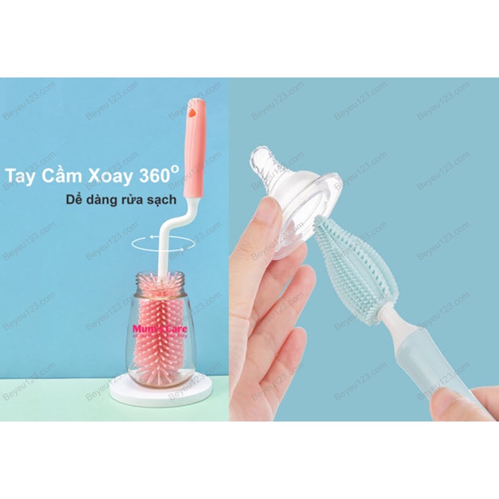 Cọ Rửa Bình Sữa Và Núm Ti silicone 3 chi tiết Mum's Care Cao cấp (Sản xuất Thái Lan)