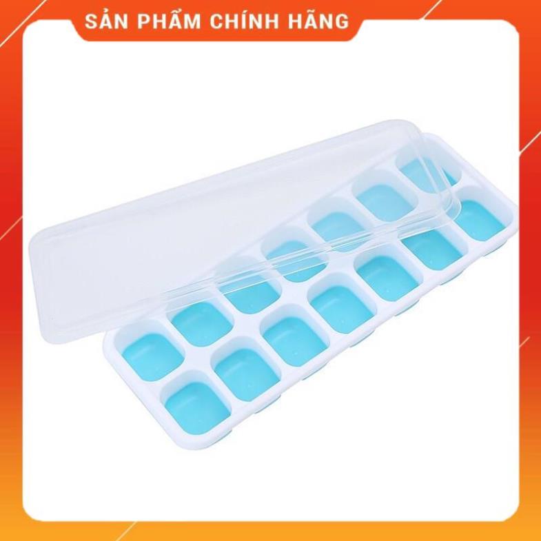 Khay trữ đông silicon có nắp đậy tiện lợi, bảo quản thức ăn và dùng làm đá ( freeshio extra )