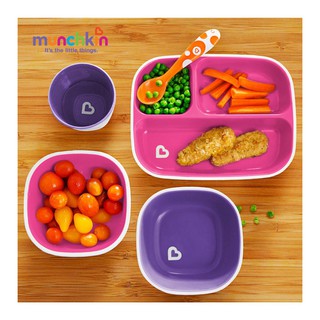 set 2 khay ăn Munchkin 3 ngăn - MK11469
