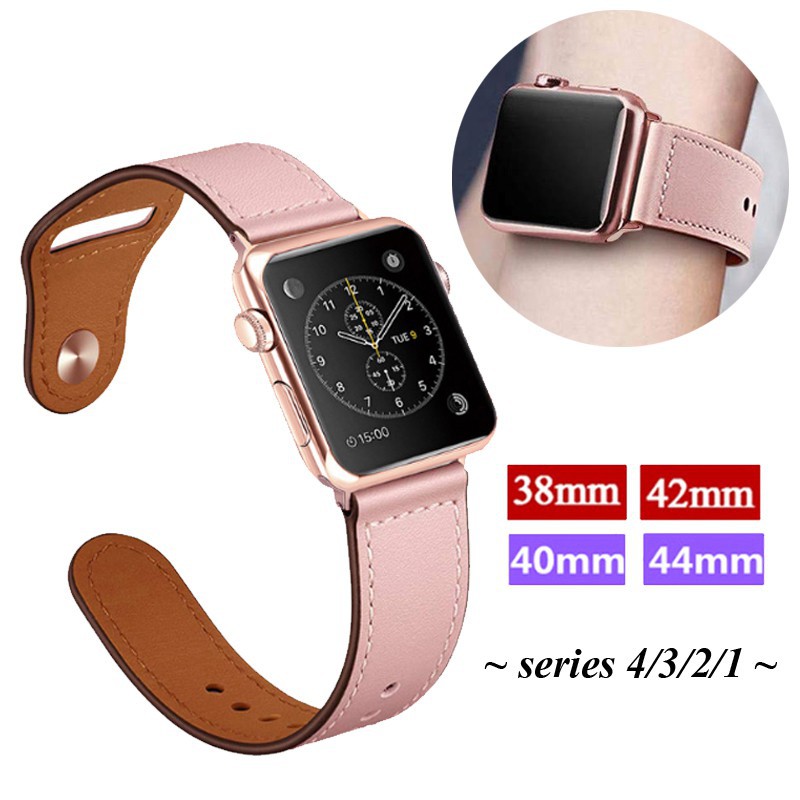 Dây da đồng hồ sang trọng cho Apple watch 38mm 42mm 40mm 44mm series 6 SE 5 4 3 2 1