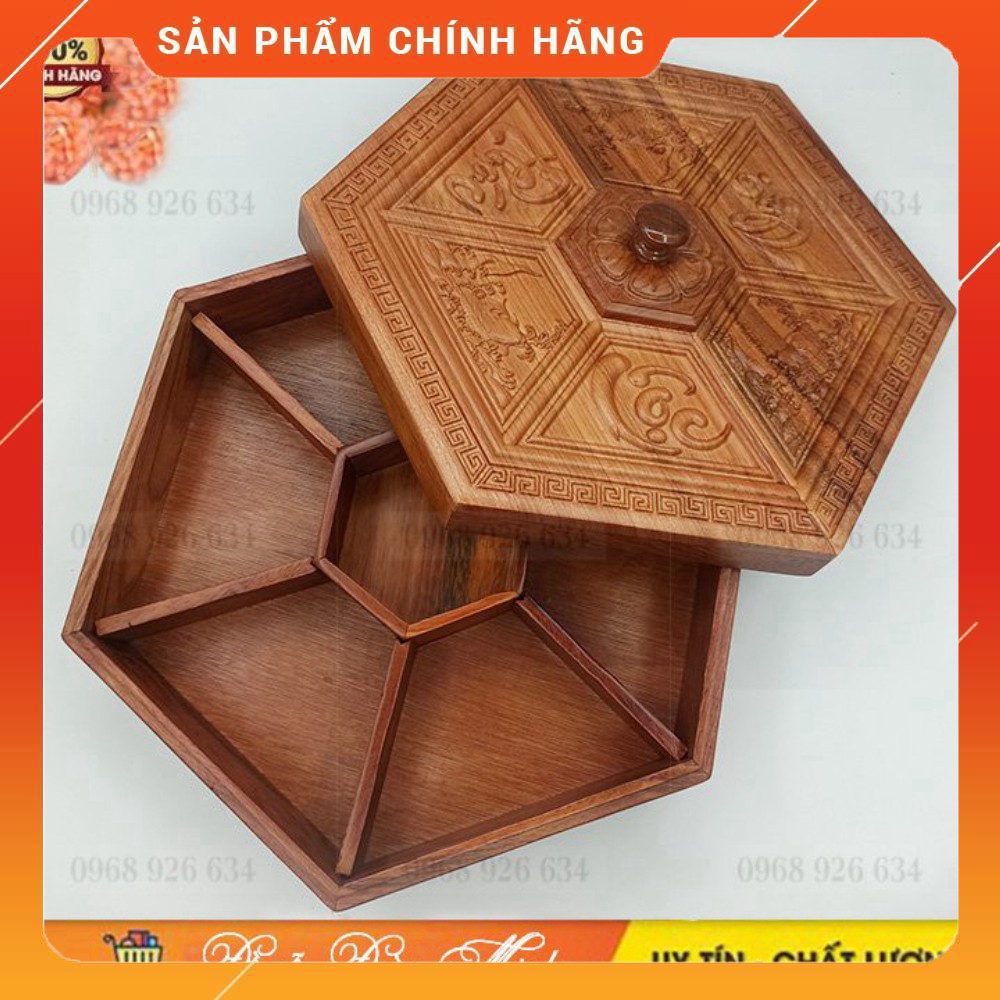 Khay đựng bánh kẹo ngày TếtFREESHIPHộp đựng bánh kẹo Tết bằng gỗ hương Phúc, Lộc, Thọ cao cấp