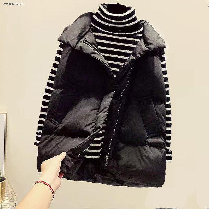 Two-piece/autumn/winter fashion suit women temperament cotton-padded vest jacket + Korean style loose and fleece hooded sweater trend