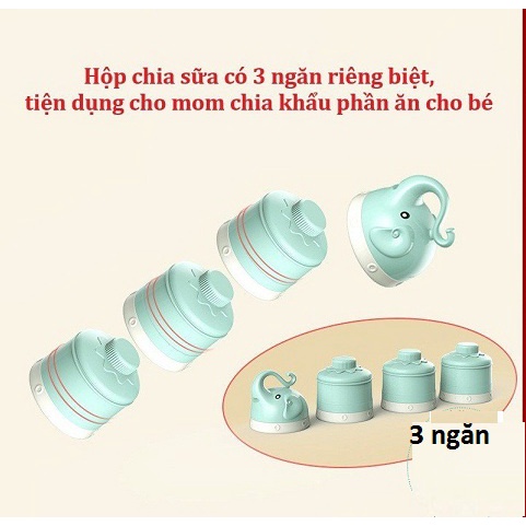 Hộp Chia Sữa Bột 3 Tầng Tiện Lợi Cho Bé, Khay Chia Thức Ăn 3 Ngăn Misuta Cao Cấp Loại 1