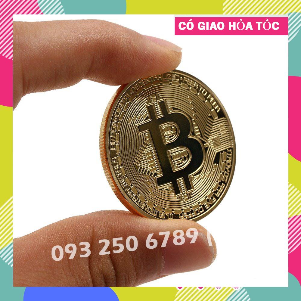 FREESHIP Đồng Xu Bitcoin Mạ Vàng 24K