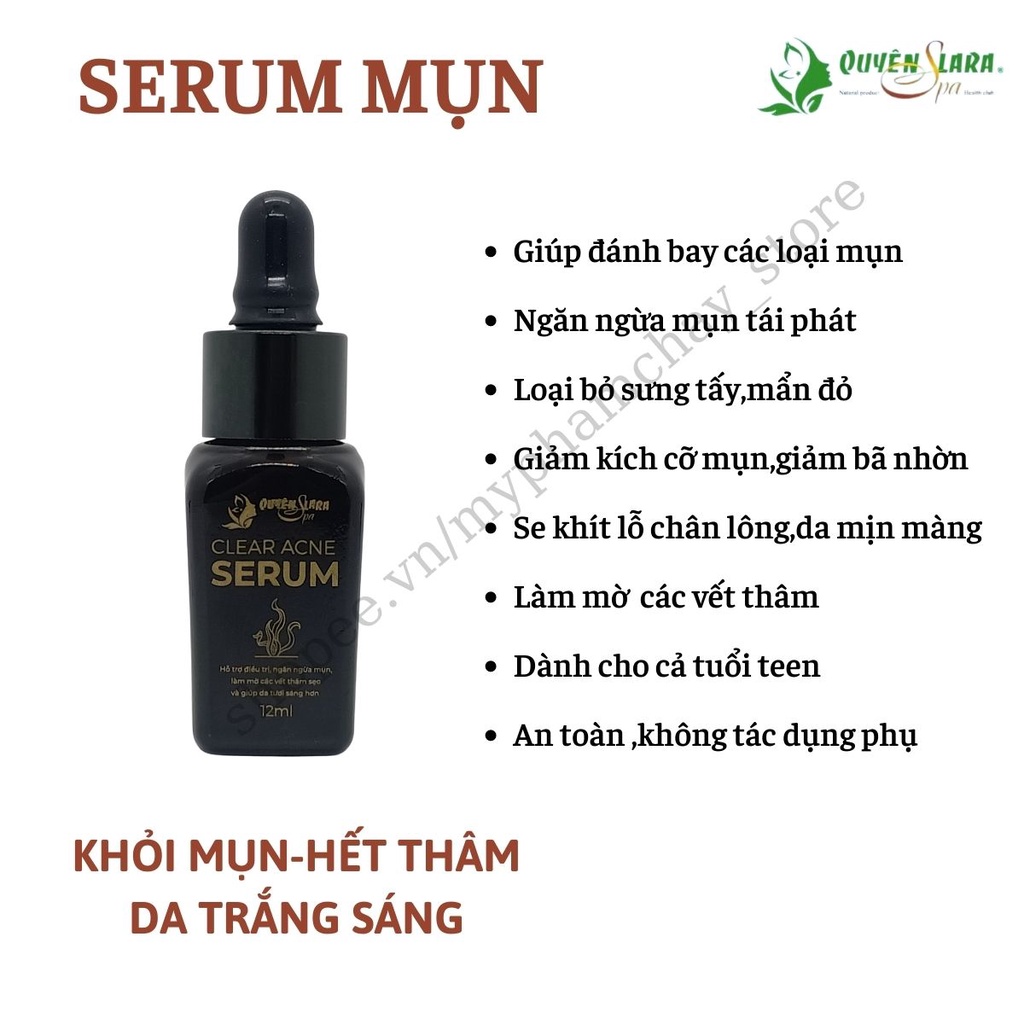 Tinh Chất Serum Hết Mụn-Làm Mờ Vết Thâm Sẹo-Se Khít Lỗ Chân Lông- Ngăn Ngừa Mụn Tái Phát  Clear Acne Quyên Lara 12Ml