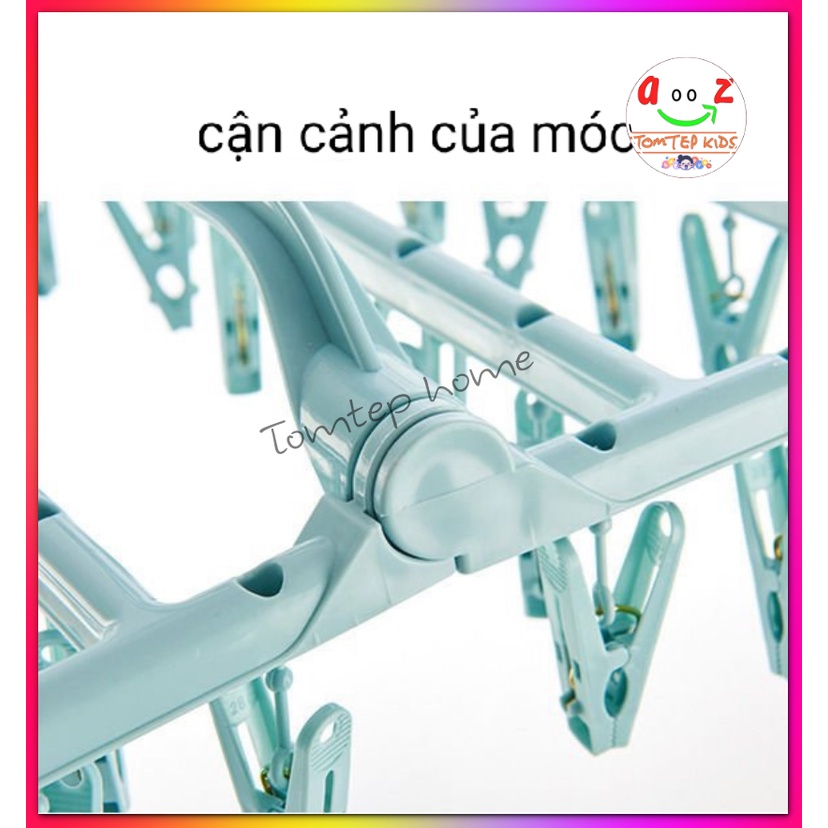 Móc nhựa chùm 32 kẹp phơi tất vớ, khăn xô đồ trẻ sơ sinh, phơi đồ lót gấp gọn tiện lợi