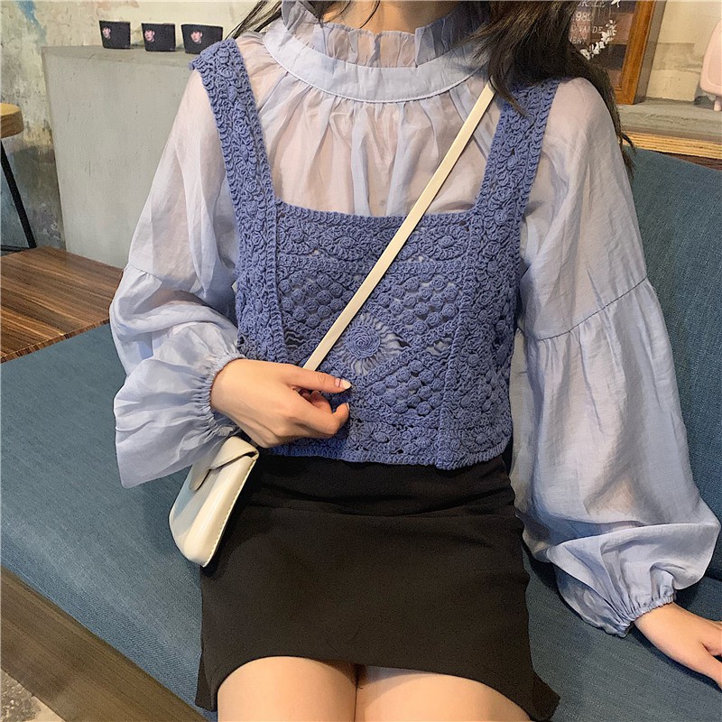Set Áo Hai Dây Và Sơ Mi Tay Dài Thời Trang Cho Nữ
