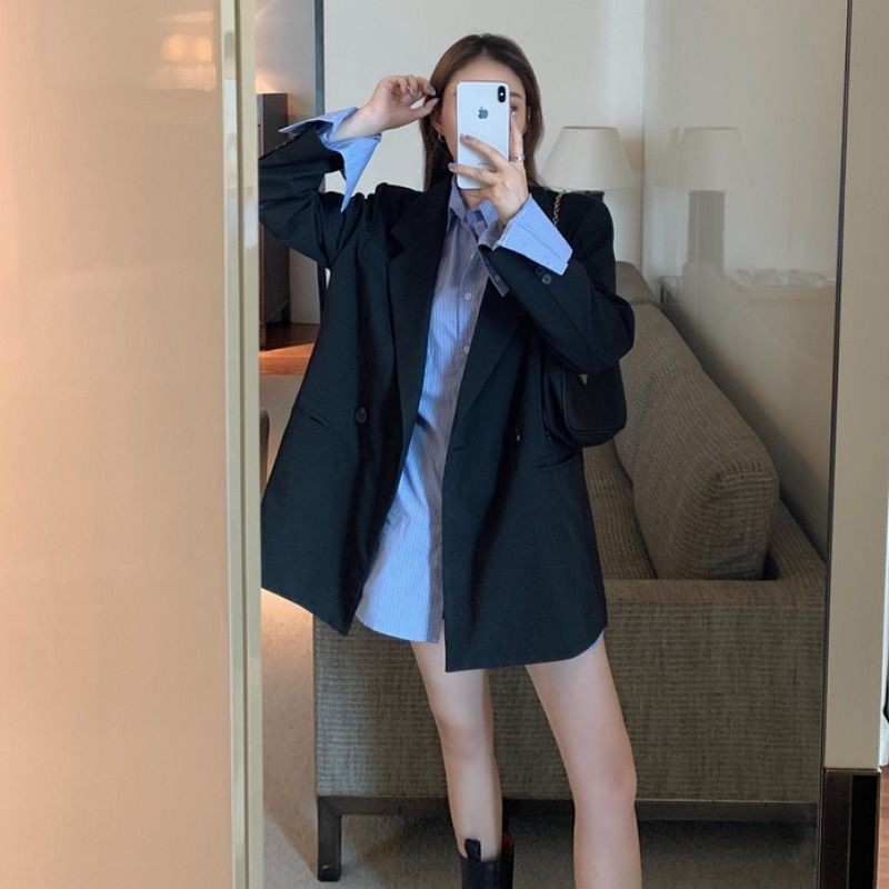 (Ord) Sét áo khoác blazer và áo sơ mi da beo phong cách basic | BigBuy360 - bigbuy360.vn