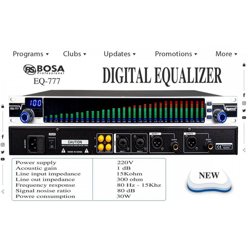 Lọc xì, digital equalizer Bosa EQ777 nhập khẩu chính hãng chuyên xử lý âm thanh gia đình, tăng cường bass treble