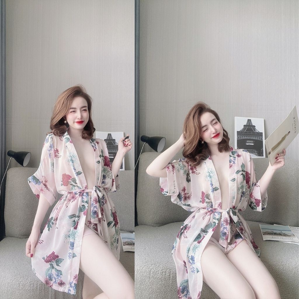 Áo Choàng Nữ Dạng Kimono - Váy Ngủ Nữ Dạng Áo Choàng Siêu Xinh Quyến Rũ Kèm Quần | BigBuy360 - bigbuy360.vn