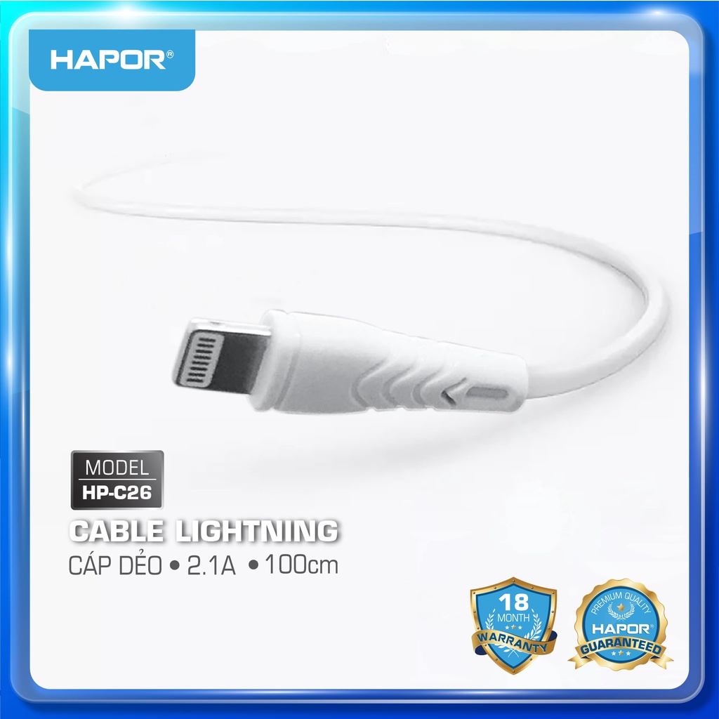 Cáp sạc nhanh Hapor dẻo chống đứt tương thích nhiều dòng máy iphone xiaomi oppo bảo hành 18 tháng 1 đổi 1
