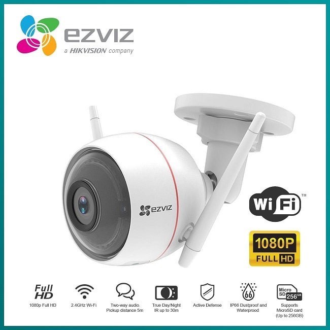 Camera ip wifi ngoài trời EZVIZ C3W 1080P có đèn còi, đàm thoại 2 chiều, Hổ trợ thẻ nhớ 128G - Bảo hành chính hãng 2 Năm