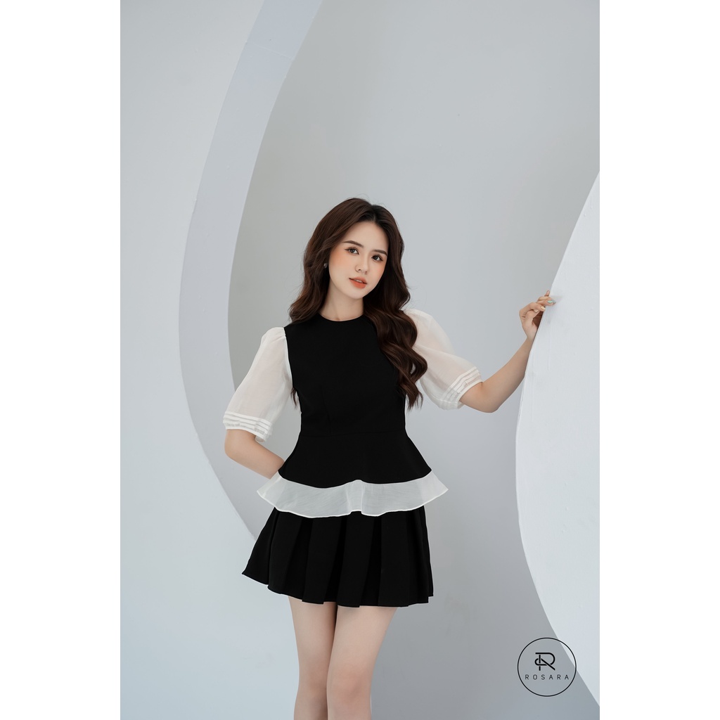 Áo Sơ Mi Peplum Thời Trang Nữ Phối Tay Tơ Công Sở Rosara G52
