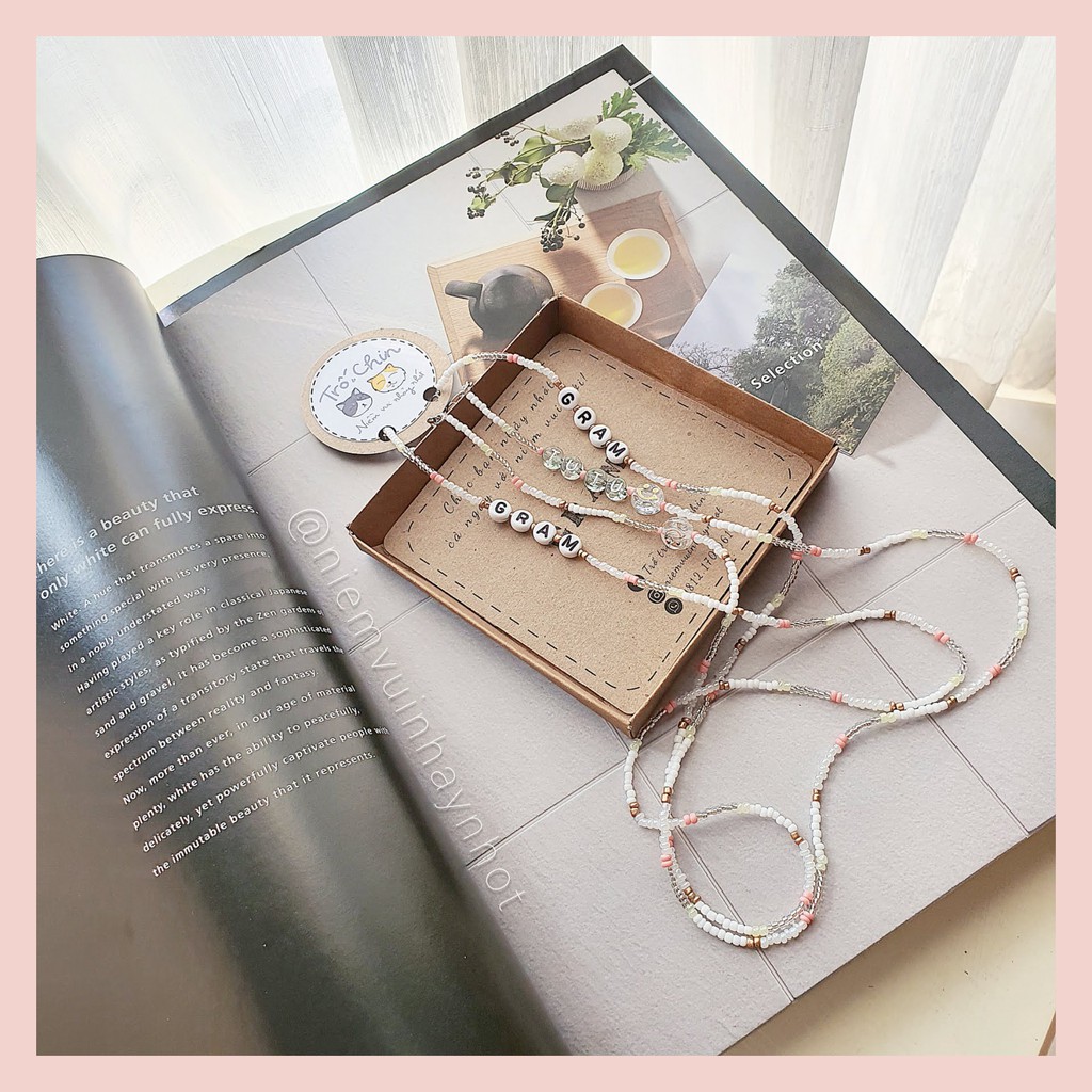 [HANDMADE] Dây đeo khẩu trang Dây đeo kính CLOUD PINK hồng trắng - Gắn charm tên cho từng cá nhân | BigBuy360 - bigbuy360.vn