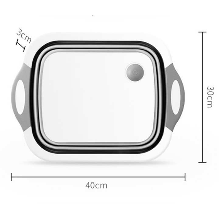 Chậu Kèm Thớt Gấp Gọn 2 in 1 Chất liệu Silicon, Thớt Nhựa Đa Năng Làm Chậu Rửa, Rổ Đựng Tiện Dụng