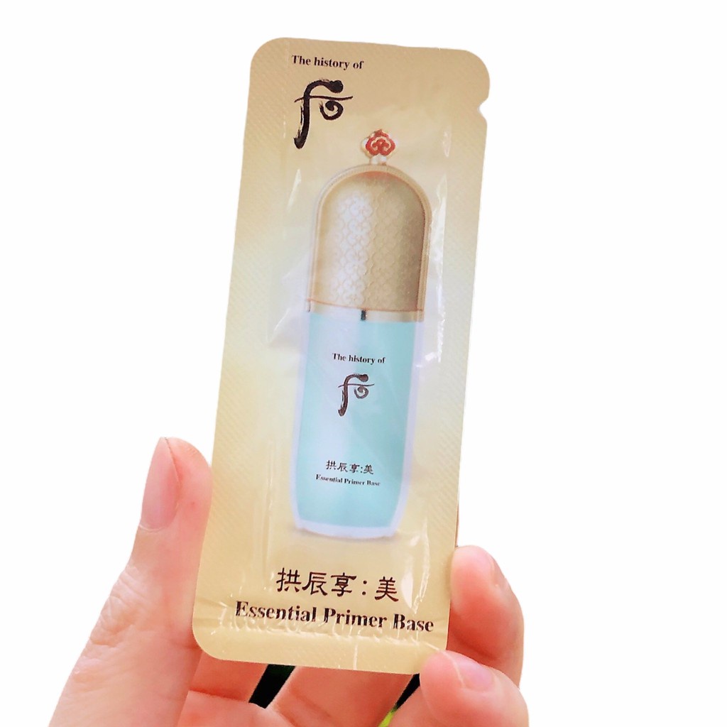 Kem lót trang điểm che khuyết điểm Whoo xanh Essential Primer Base 1ml , kiềm dầu cực đỉnh , tone 21 trắng đẹp lung linh