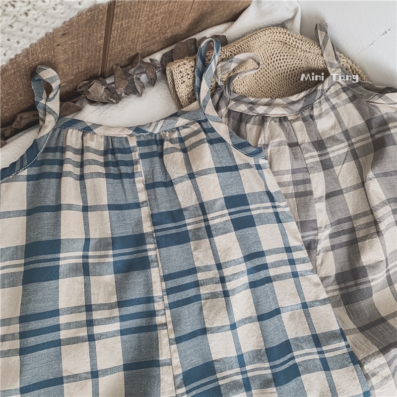 Bộ Áo Liền Quần Cotton Họa Tiết Kẻ Sọc Thời Trang Mùa Hè Xinh Xắn Cho Bé Gái