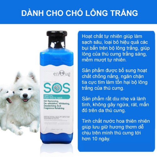 Sữa tắm chó mèo SOS 530ml - sữa tắm cho chó mèo khử mùi hôi dưỡng lông mượt tránh rụng lông trị viêm da vệ sinh cho mèo
