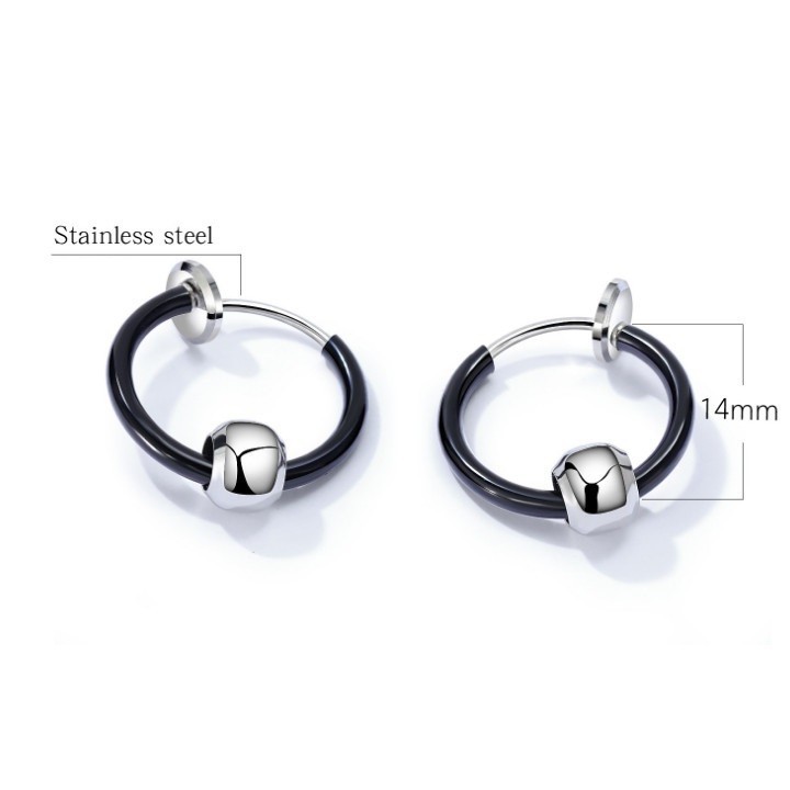 Bông Tai Nam Loại Kẹp Không Cần Bấm Lỗ Tai Titan Không Đen TT 1794 - 1 cặp