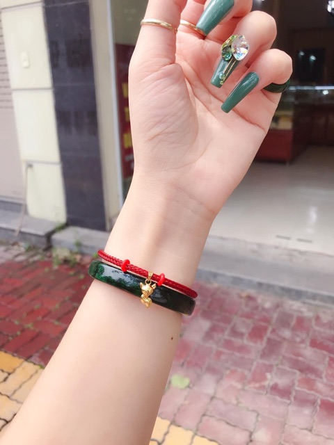 Vòng tay mặt hồ ly vàng 10kara kèm dây đeo