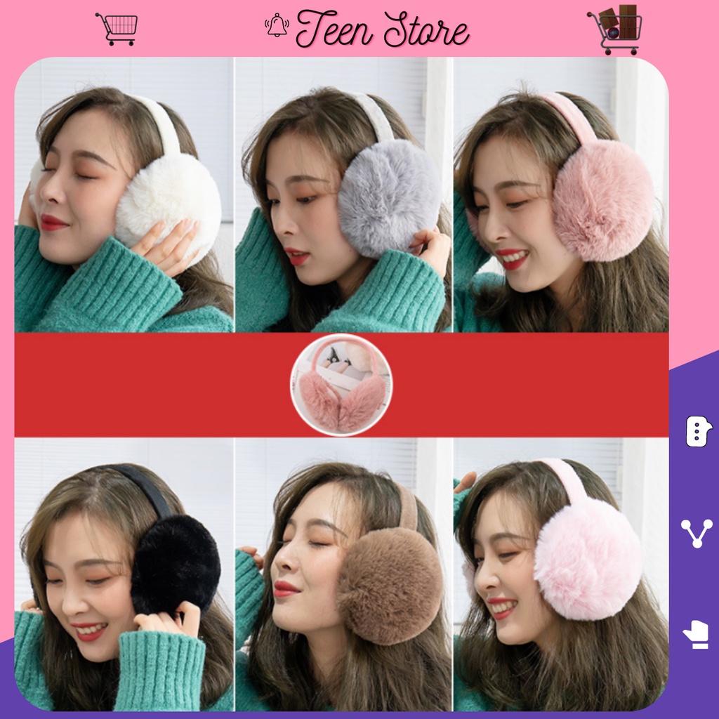 Bịt tai giữ ấm mùa đông lông thỏ dễ thương Teen Store TS1069