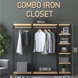Combo Tủ Treo Quần Áo Hàn Quốc Khung Sắt - Combo iron