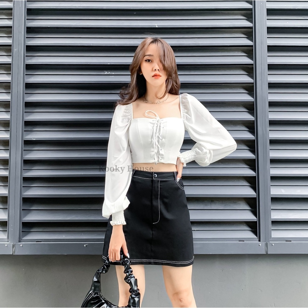 KOOKY HOUSE - ALI TOP - Áo croptop thiết kế thắt dây trước ngực siêu xinh